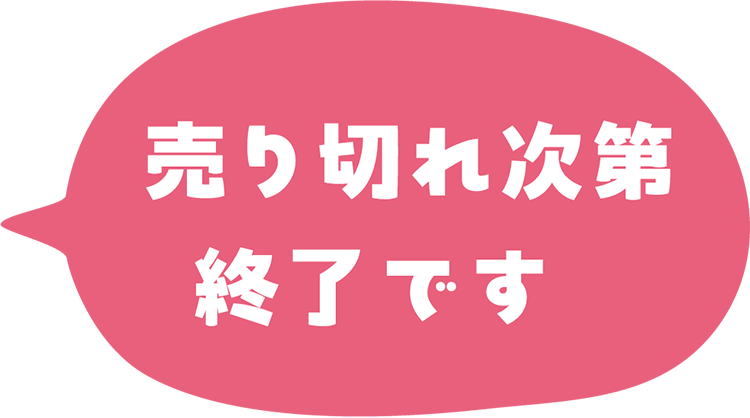 売り切れ次第終了です