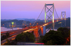 関門橋の夕景画像