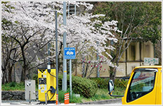 桜とEVスタンド画像
