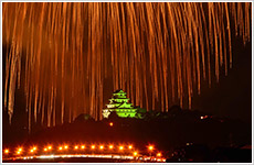 唐津城に降る花火画像