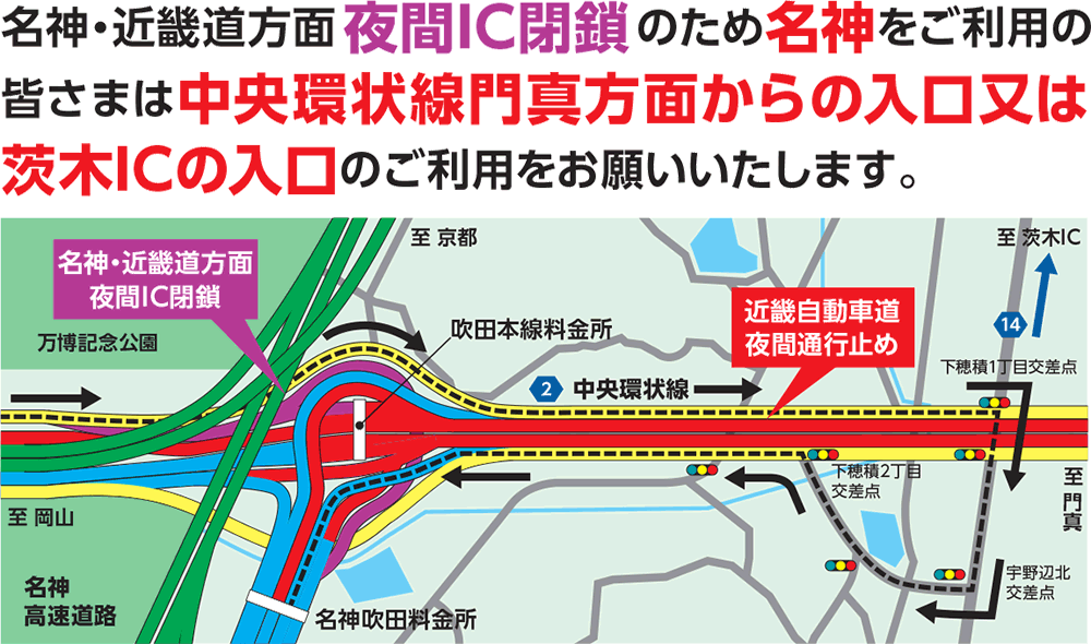 中央環状線池田方面からE1名神高速をご利用のドライバーの皆さまへ