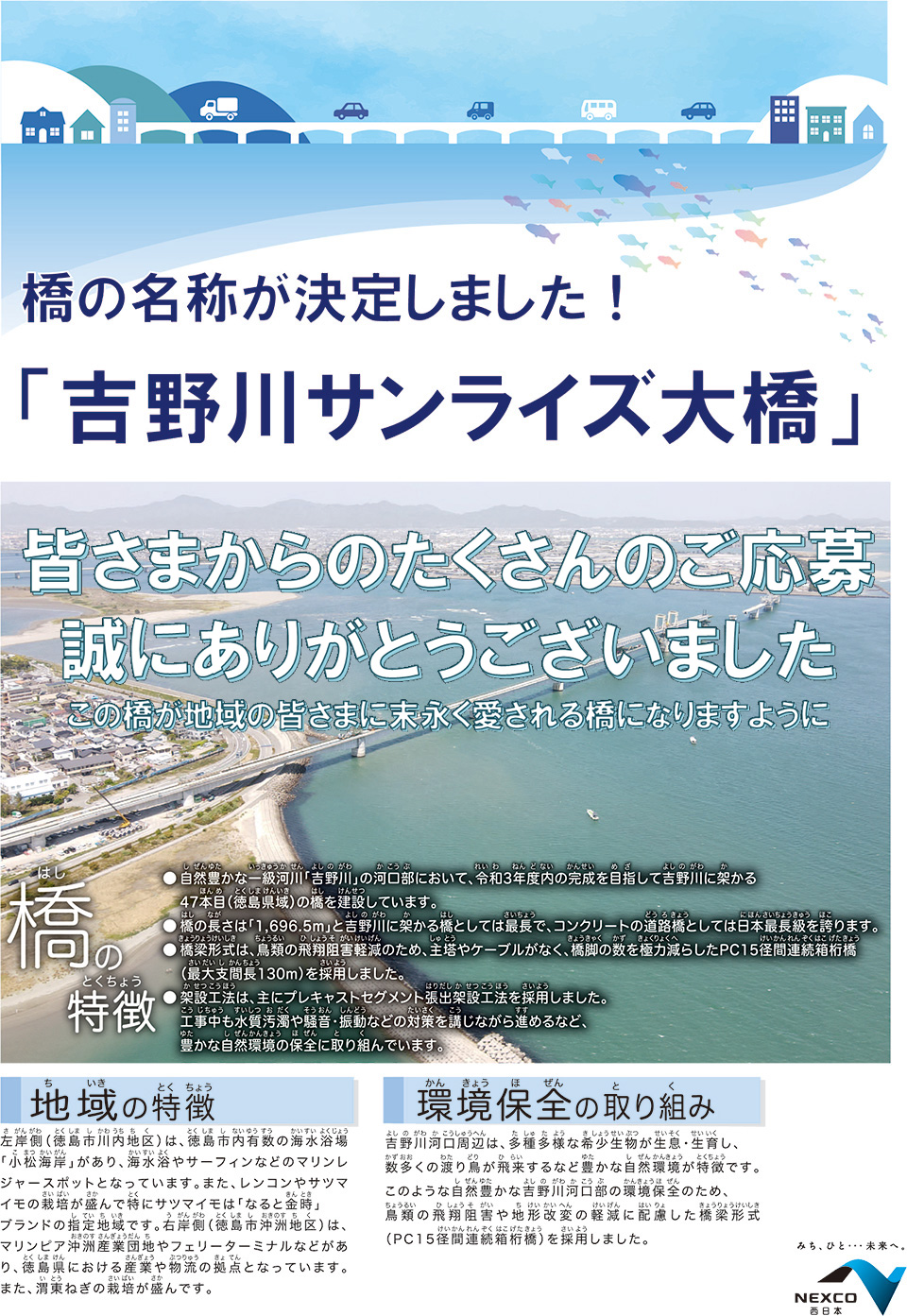 E55 徳島南部自動車道 吉野川大橋(仮称) 名称が決定しました